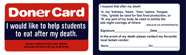 Doner Card - University Marketing Stunt